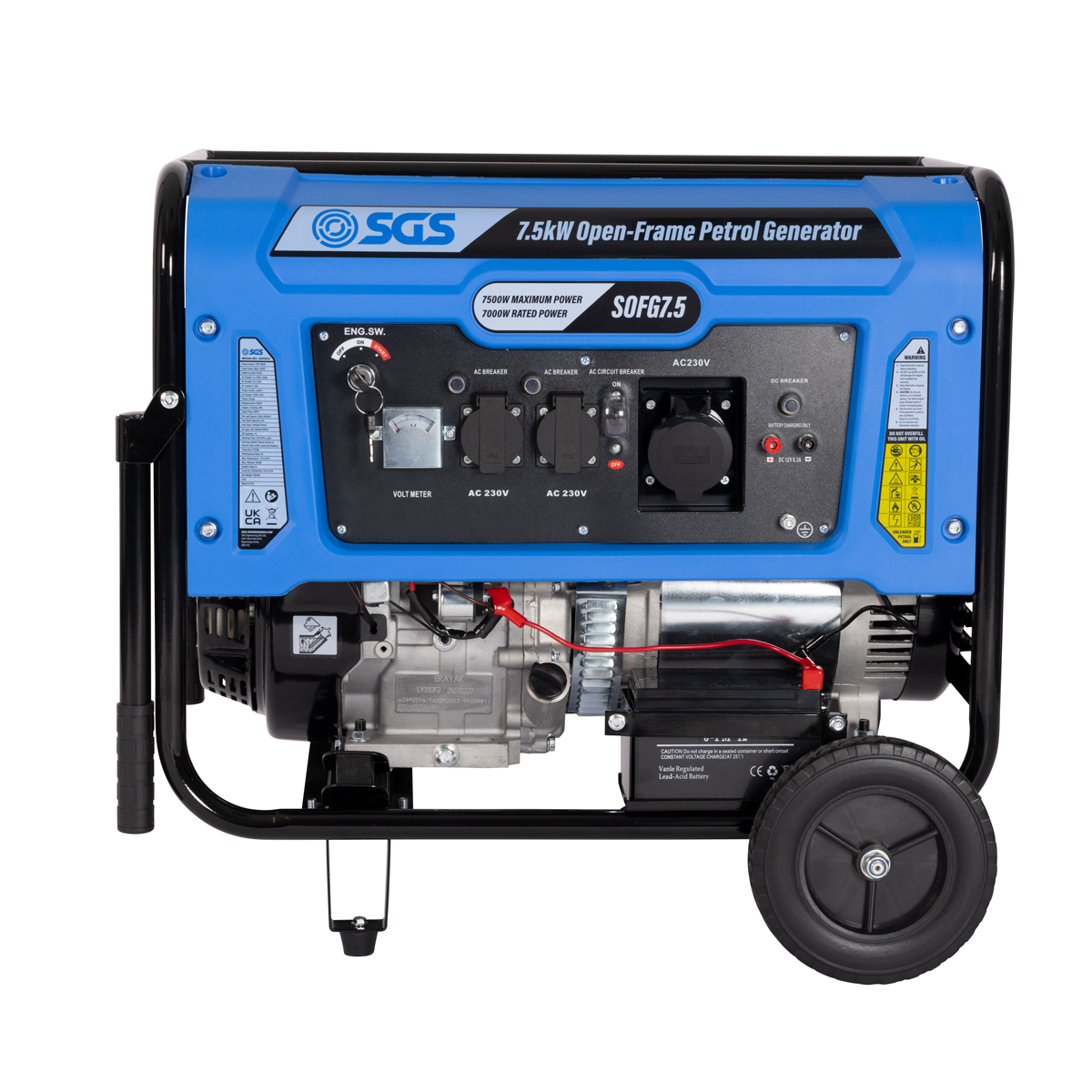 SGS 7.5kW Heavy-Duty Open-Frame Petrol Generator with AVR